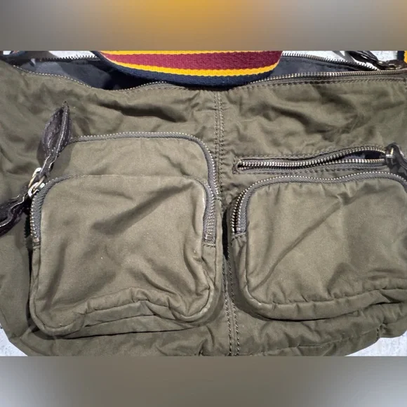 GAP Olive Green Messenger Bag with Multicolor Strap - Picture 4 of 5